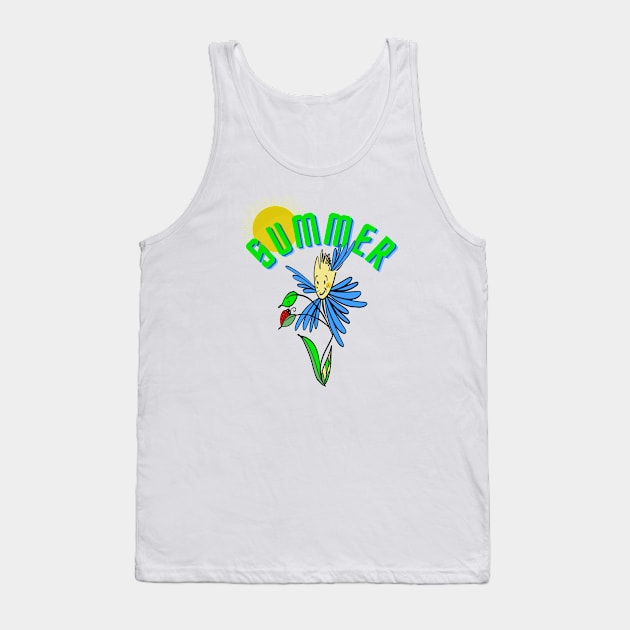 Summer Flower And Ladybug Tank Top by AuburnQuailart